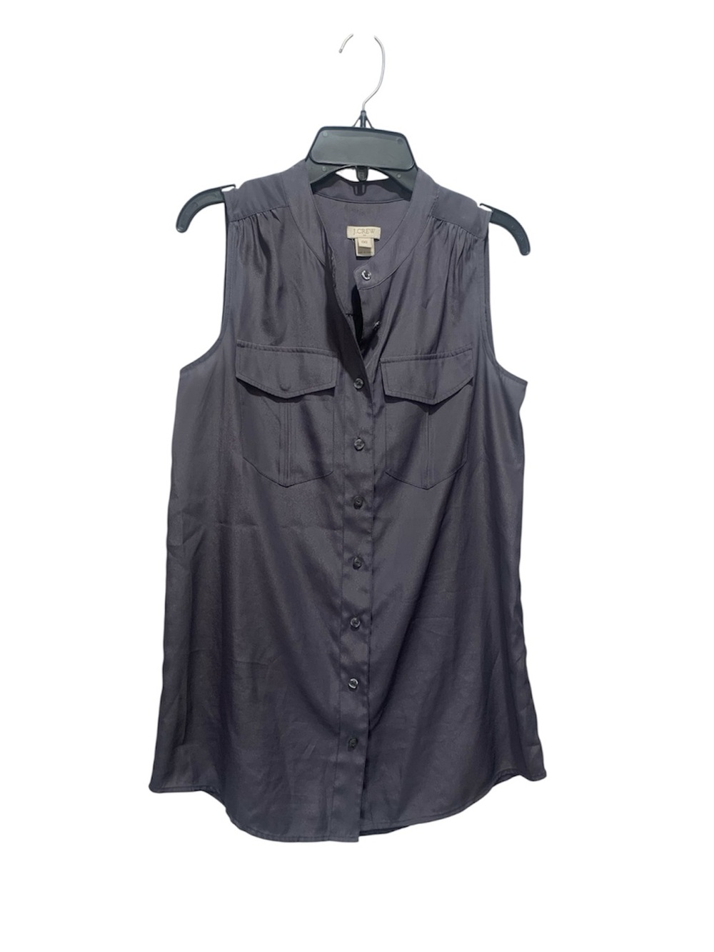 J. Crew Sleeveless Button-Front Blouse in Charcoal Gray
